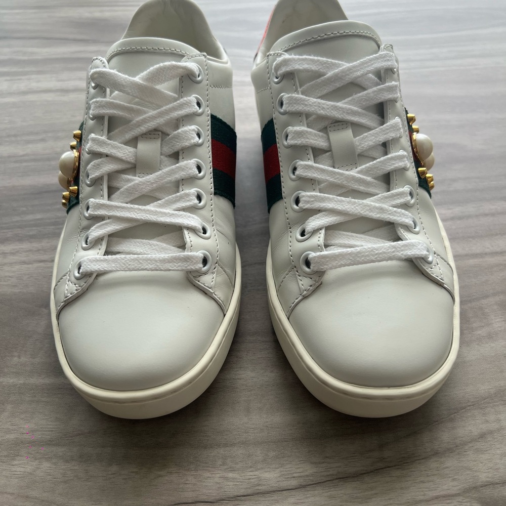 Gucci Ace Faux Pearl Sneaker Size 5 Women’s - Picture 6 of 10